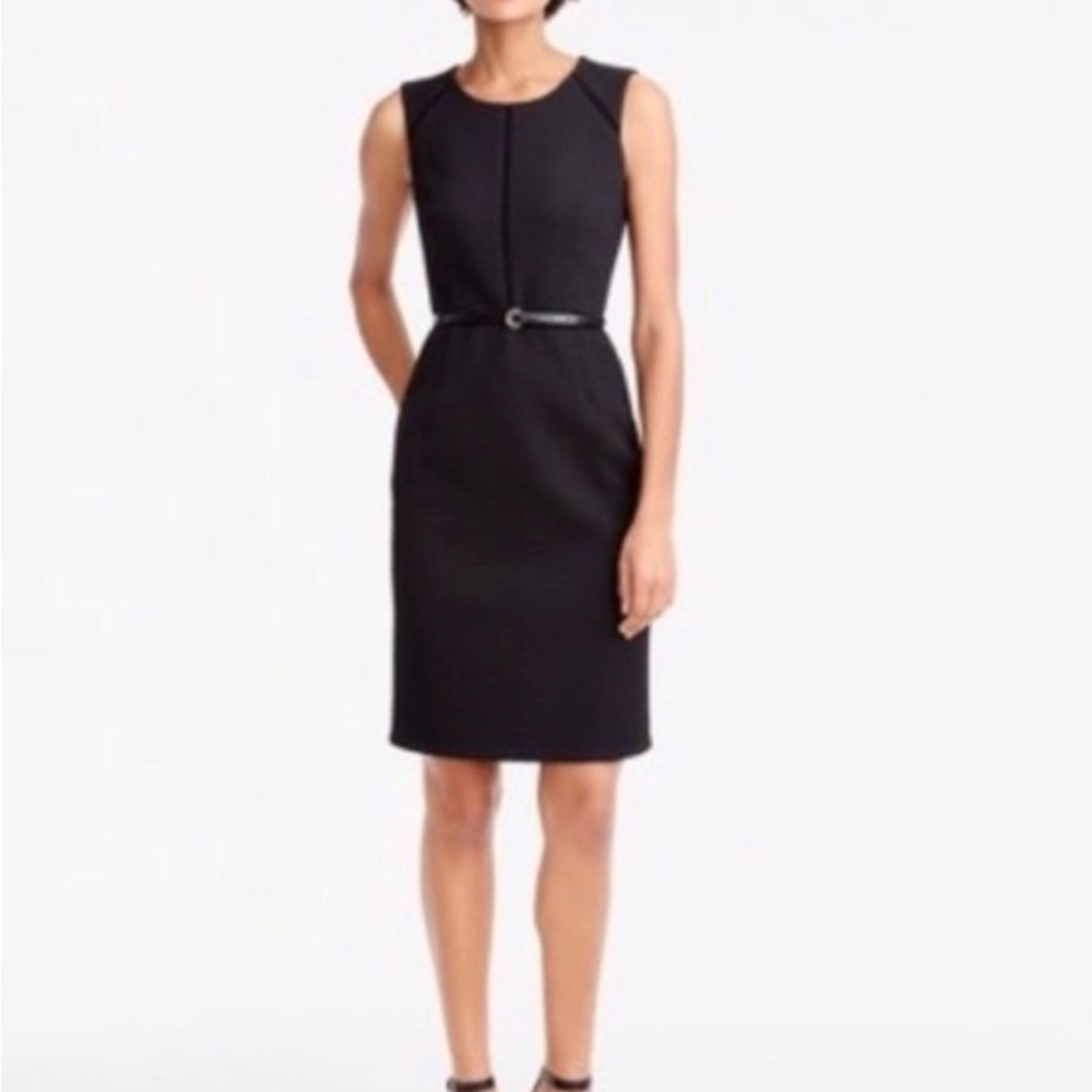 J. Crew Black Sleeveless Dress pencil Midi sheath pencil 4p pockets knee length
